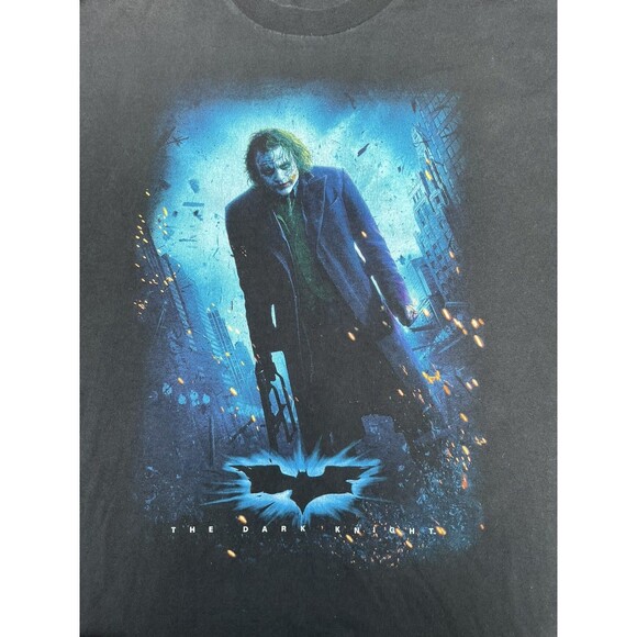 Vtg The Dark Knight Joker Heath Ledger DC Comics Batman Graphic T-Shirt Black L - Picture 2 of 16